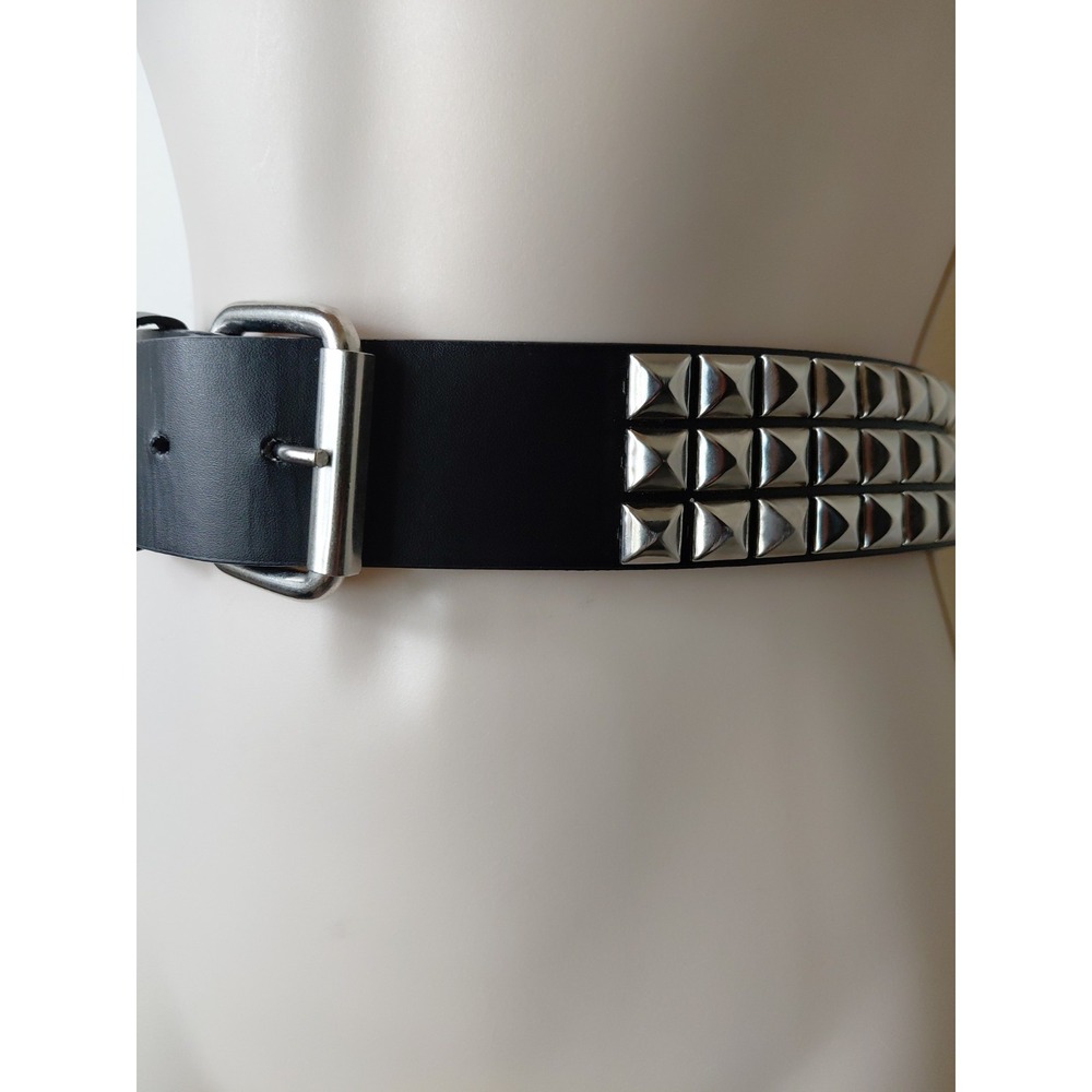 Studded Belt Metal Punk Rock Rivet Belts for Medium Waist M/L Silver Studs Goth
